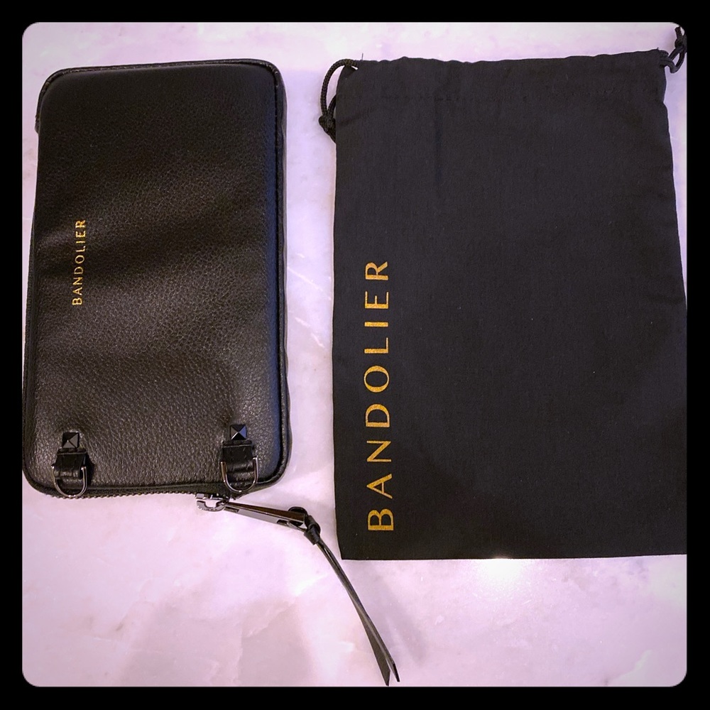 Bandolier vegan leather pouch black/pewter